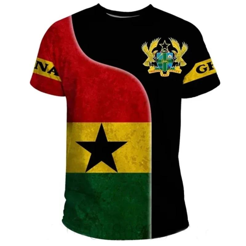 Xin nan zhuang Zomer Nieuwe Tigre Afrikaanse Land Vlag Heren Print T-shirt Ghana Nationaal Embleem Grafisch Casual Oversized T-shirts Mannelijke T-shirts Tops M