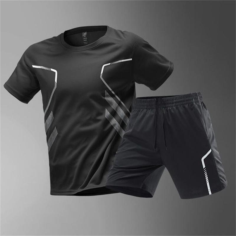 ETST 07 Zomermode Heren Ademend Tennis Sportpak Casual Outdoor Sportkleding Dames Badminton T-shirt Losse Hardloopkleding Set L