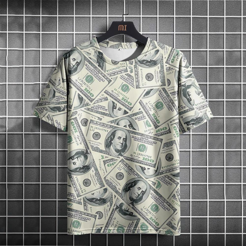 ETST WENDY 005 Grappig heren T-shirt US Dollar Design Print Zomer Casual Korte Mouw O-Nek Pullover Mode Straat T-shirts Oversized Kleding 3XL