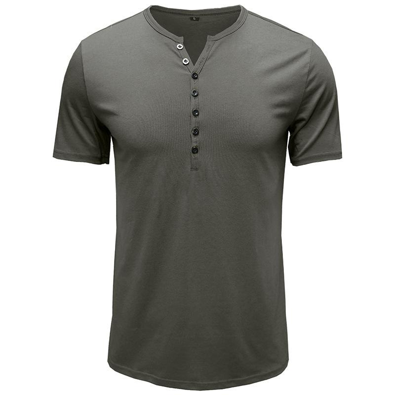 Phoca largha Heren Henley-shirts Korte mouwen T-shirts Casual Basic Tee Zomer Knoop Henley Soild T-shirts Comfortabele tops Ademende klassieke T-shirt voor heren M