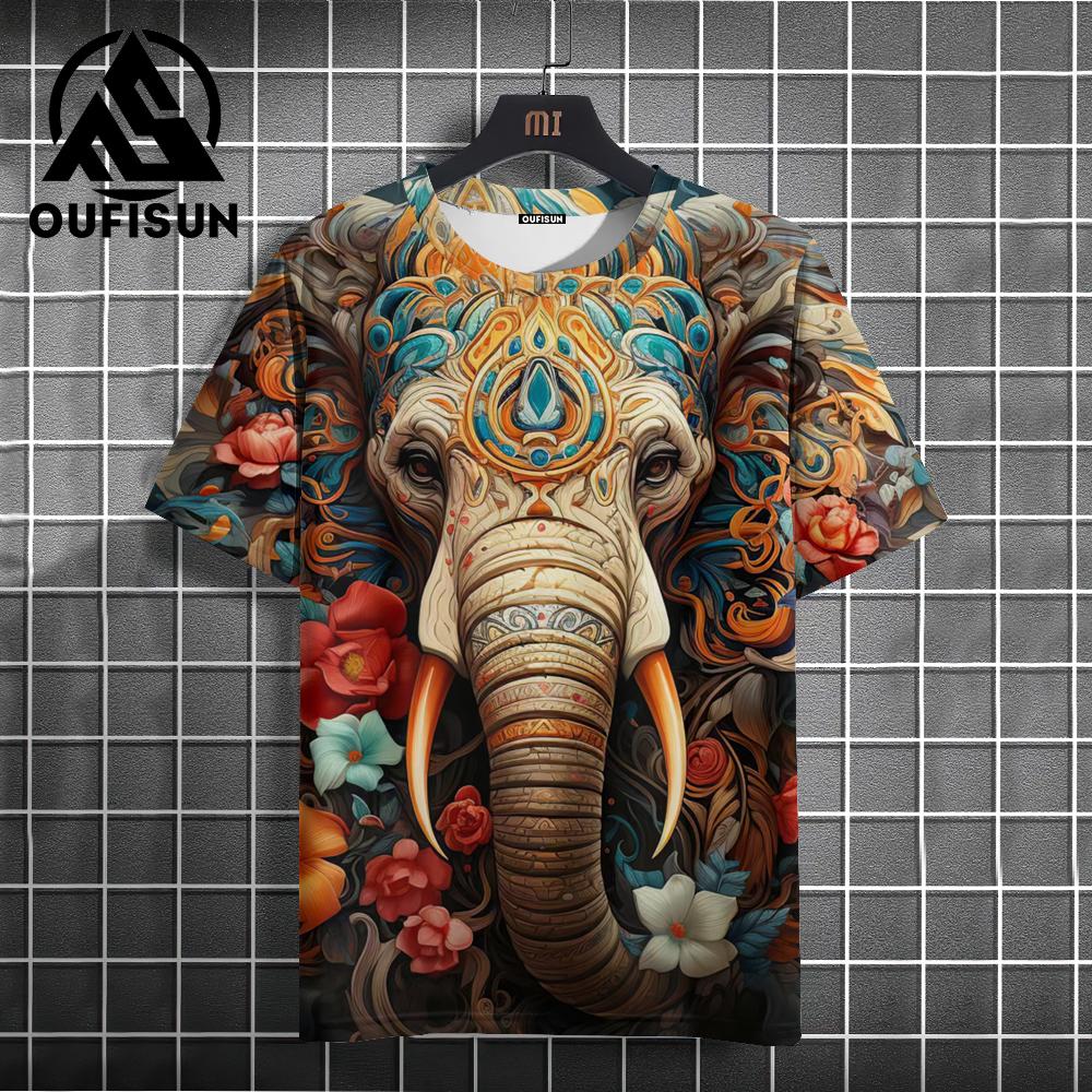 ETST WENDY 005 2024 Nieuw Heren T-shirt Olifant Patroon T-shirt 3D Bedrukt Korte Mouw Tops Heren Grote Maat T-shirt Ontwerp Heren Tops S