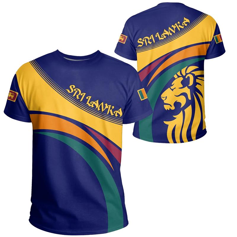 ETST WENDY 005 Nieuwe 3D-geprinte Sri Lanka-vlag T-shirt Heren Straat Wapenschild Grafische T-shirt Ronde Hals Korte Mouwen Gym Fitness T-shirts Tops 5XL