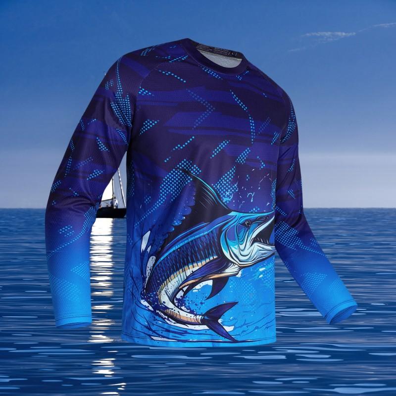 ETST WENDY 005 Zomer Heren Outdoor Vissen Persoonlijkheid Sport Lange Mouw T-shirt Hoge Kwaliteit O Hals Casual Hardlopen Zonnebrandcrème T-shirt Top 6XL