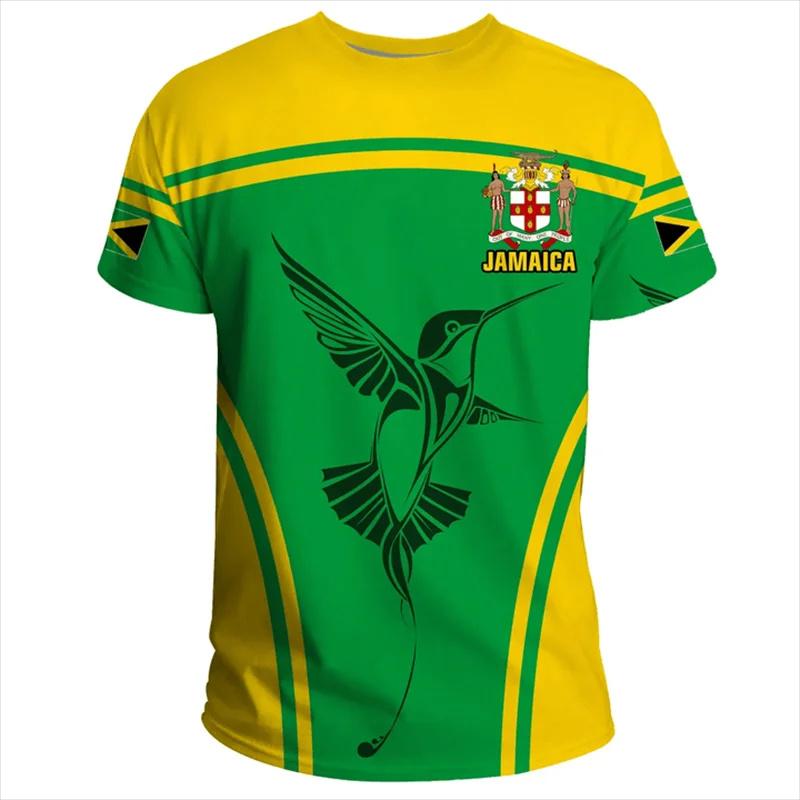 ETST WENDY 005 Zomermode Nieuwe 3D Jamaica Nationale Vlag Embleem Bedrukking T-shirt Jamaicaanse Wapen Grafische T-shirts Voor Mannen Vintage Kleding M