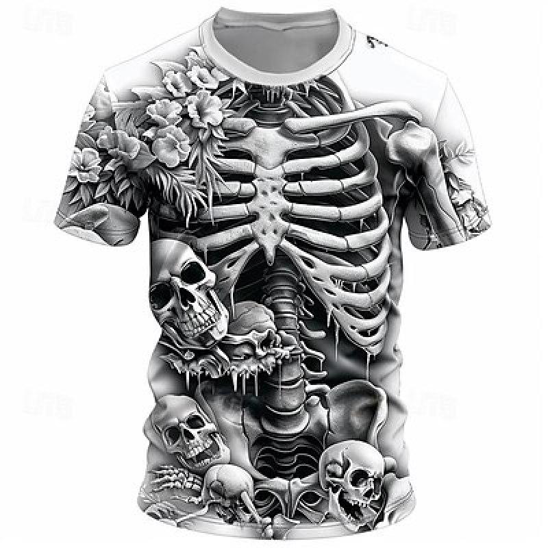 ETST 07 Grafisch Cool Schedels Skelet Designer Casual Subcultuur Heren 3D Print T-shirt Tee Sport Buiten Vakantie Uitgaan T-shirt 6XL