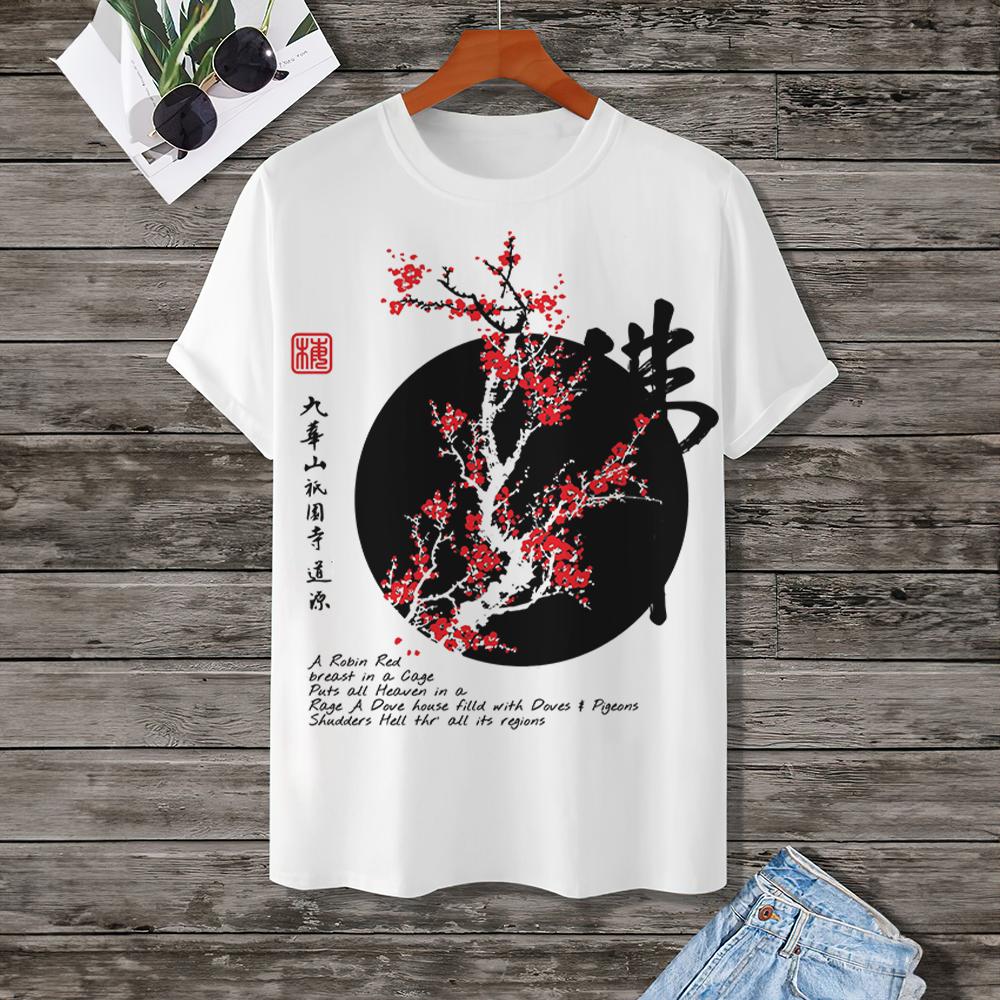 Xuhaijian02 Heren T-shirt Japans T-shirt Tops Mode Korte Mouw T-shirts 3d Kersenbloesem Patroon Nieuwe Zomer Plus Size Kleding 3XL