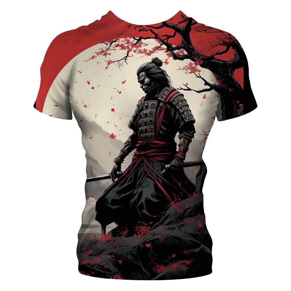 Laoxu Judo Samurai 3d Geprint Heren T-shirt Mode Persoonlijkheid Japanse Ninja Creatieve Mode Trend Casual Korte Mouw Nieuw Topje XL grijs