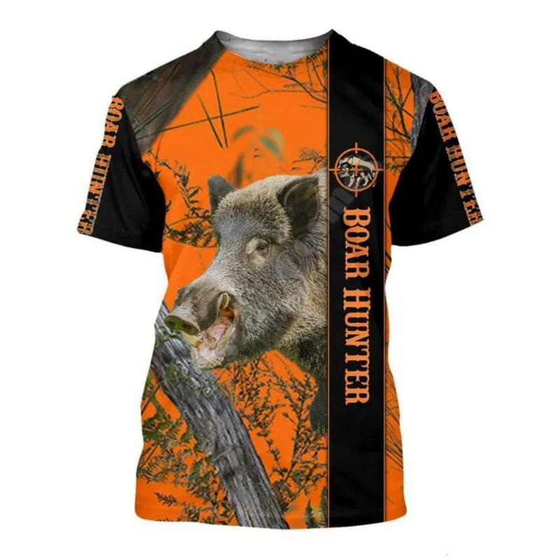 ETST 009 2024 Nieuwe Heren Dames Zomer 3D T-shirt Wild Boar Hunting Print Harajuku T-shirts Casual Viking Korte Mouw Mode Tops XL