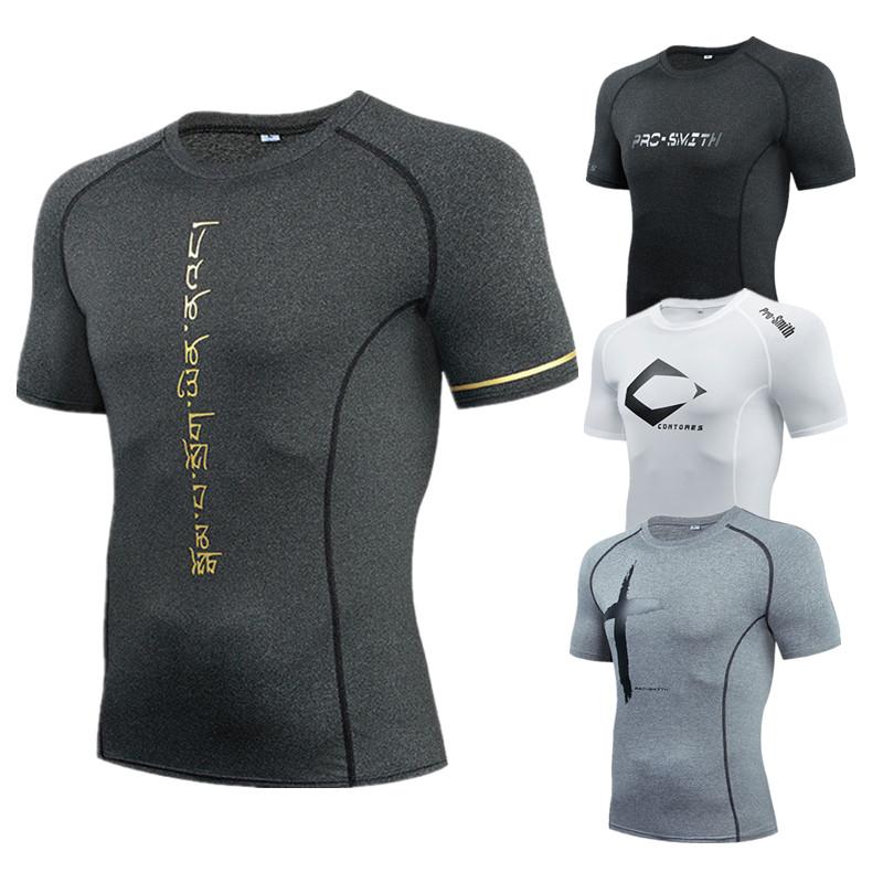 YOUNAXIN Sport-T-shirt voor heren Sneldrogend Fitness Compressie-T-shirts Outdoor Gym Training Hardlopen Korte mouwen Panty Bodybuilding Tops L donkergrijze kleur