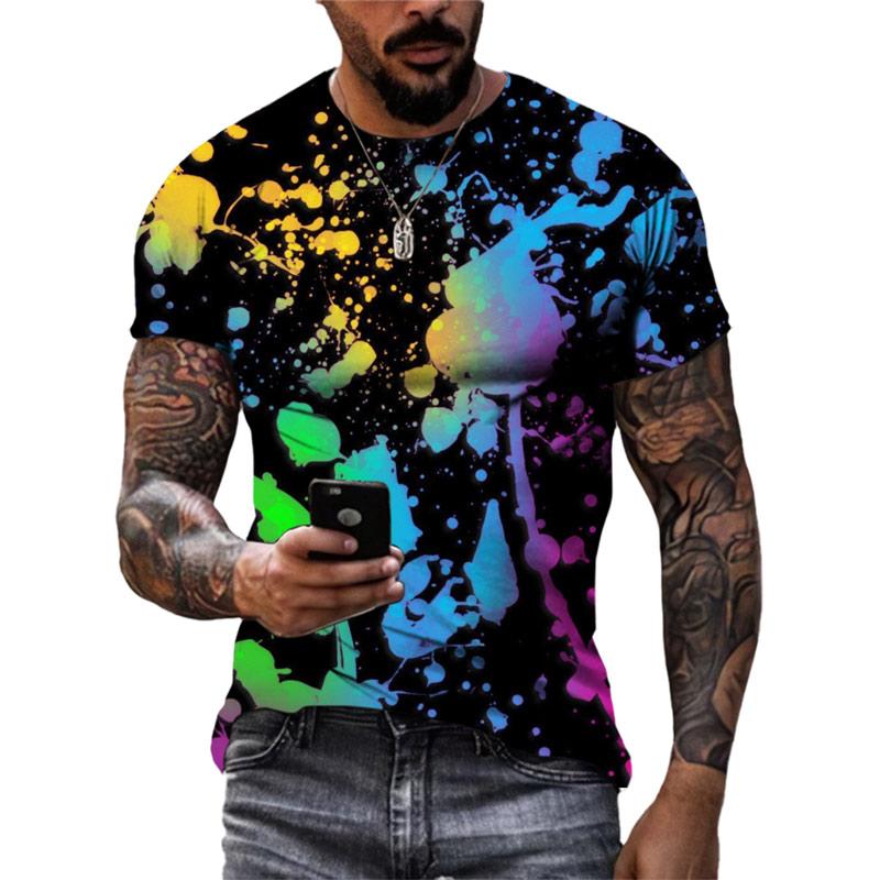 ETST WENDY 05 Zomer Nieuwe Mode Kleur Graffiti Mannen T-shirt 3D Trend Persoonlijkheid Hip Hop Harajuku Afdrukken Ronde Hals Korte Mouw Tees tops 3XL
