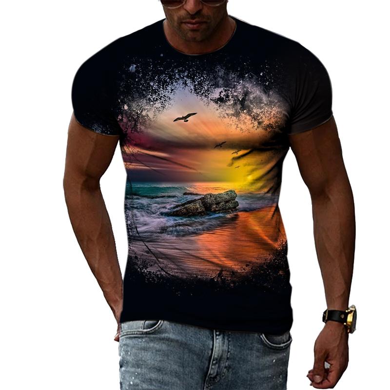 ETST WENDY 05 Nieuwe 3D trendyol mannen Natuurlijke Landschap grafische t-shirts Zomer Mode Hiphop Casual Print T-shirt Persoonlijkheid Knappe Tee Top L
