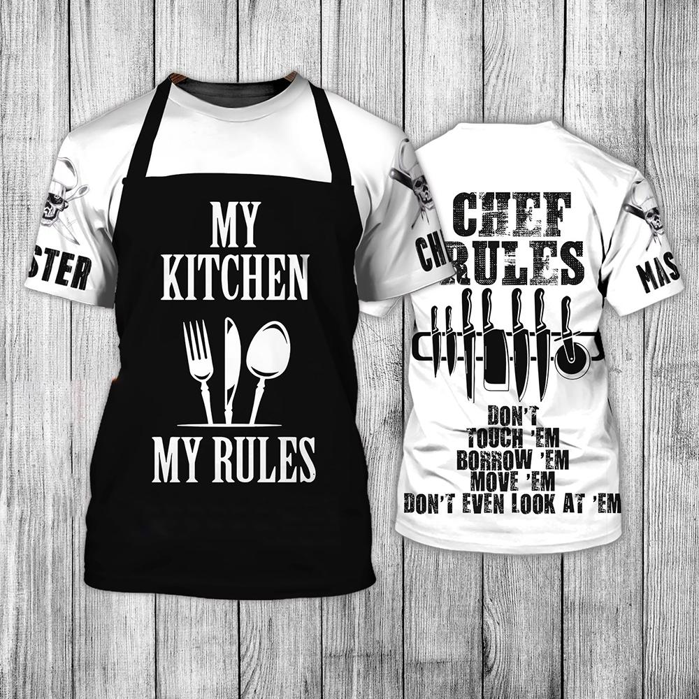 ETST WENDY 005 Zomer Heren T-shirt Oversized Kleding Chef Keuken Gereedschap Print Top Street Fashion Los Casual T-shirt Voor Mannen Camisa XL
