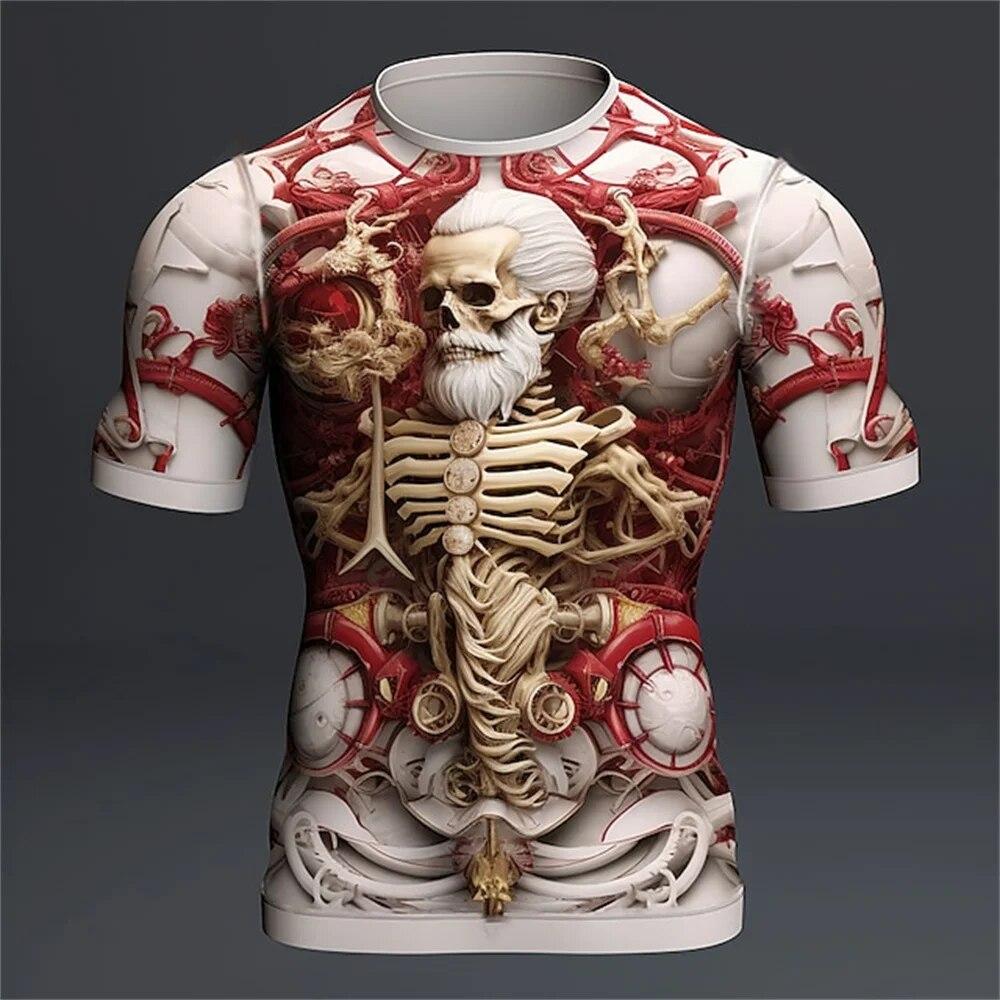 ETST WENDY 005 Mannen T-shirt 3d Print Schedel T-shirt Korte Mouwen Oversized Streetwear Tees Zomer Casual Nieuwe Mode mannen O hals Top Trui S