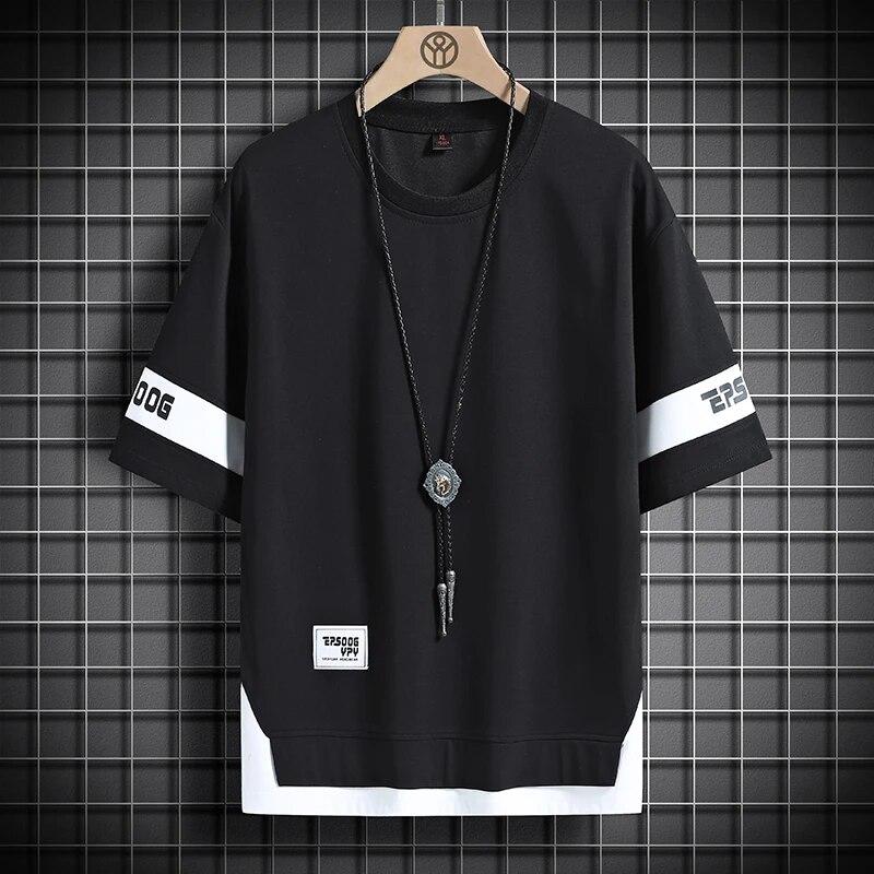 SHIZI Hiphop losse heren streetwear t-shirts casual klassieke zomer korte mouwen t-shirt zwart wit t-shirt tees oversize S grijs