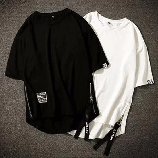 HI Sweet LOULOU O Hals Top Tees met korte mouwen Vintage Loose Fit T-shirt Heren Hip Hop Street Wear M zwart