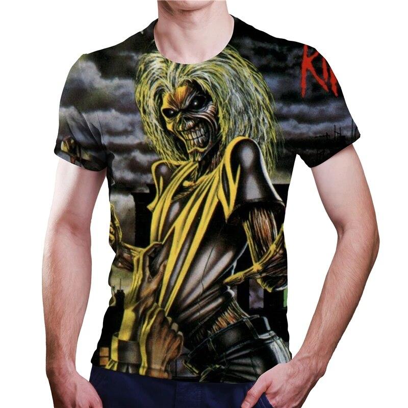 Xin nan zhuang Heren T-shirt met ronde hals, Heavy Metal Rock 3D-shirt, Oversized Casual Harajuku Street-kleding, Hiphop-modekleding Tops XXL