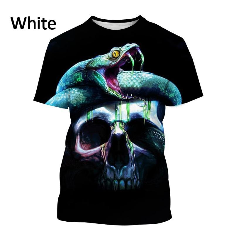 HerSight Zomermode 3D-geprint slangvormig T-shirt voor heren Street Top Cool Casual Ronde hals Korte mouwen T-shirts 6XL zilver