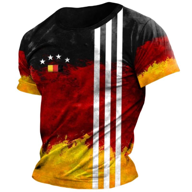 ETST 07 Duitsland heren T-shirt Deutschland vlag print O-hals korte mouw losse T-shirts streetwear zomer heren knappe kleding 5XL
