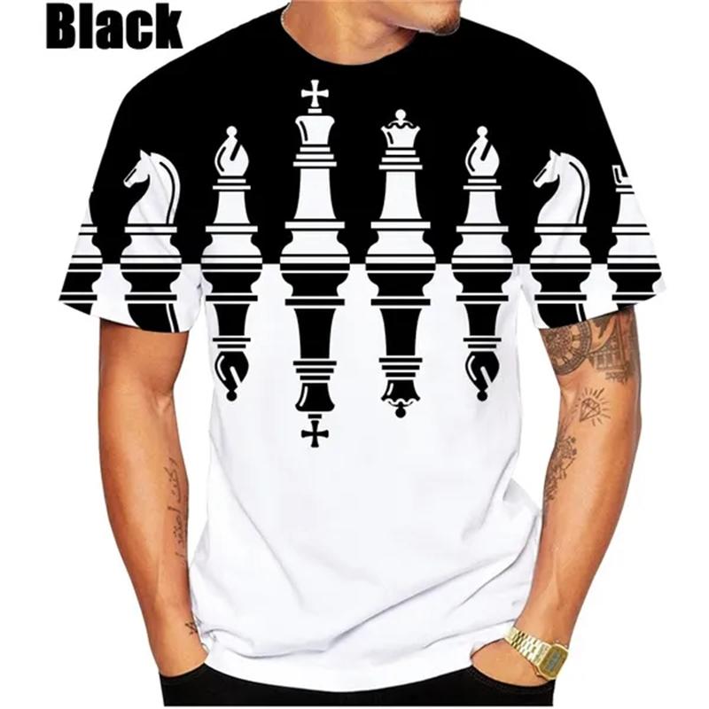 ETST 07 Schaak T-shirt voor heren 3D-print Schaak T-shirt Mode Korte mouw Hip Hop T-shirt Losse casual T-shirt Ademend Comfortabele top XL