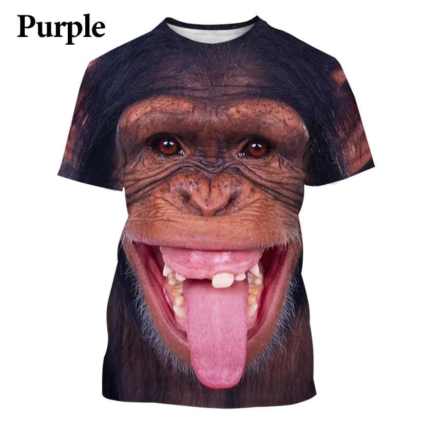 Laoxu Stijlvol casual Orang-oetan aap T-shirt 3D geprinte leuke Hiphop Grappig T-shirt Dierlijke persoonlijkheid Hiphop casual sport T-shirt S grijs