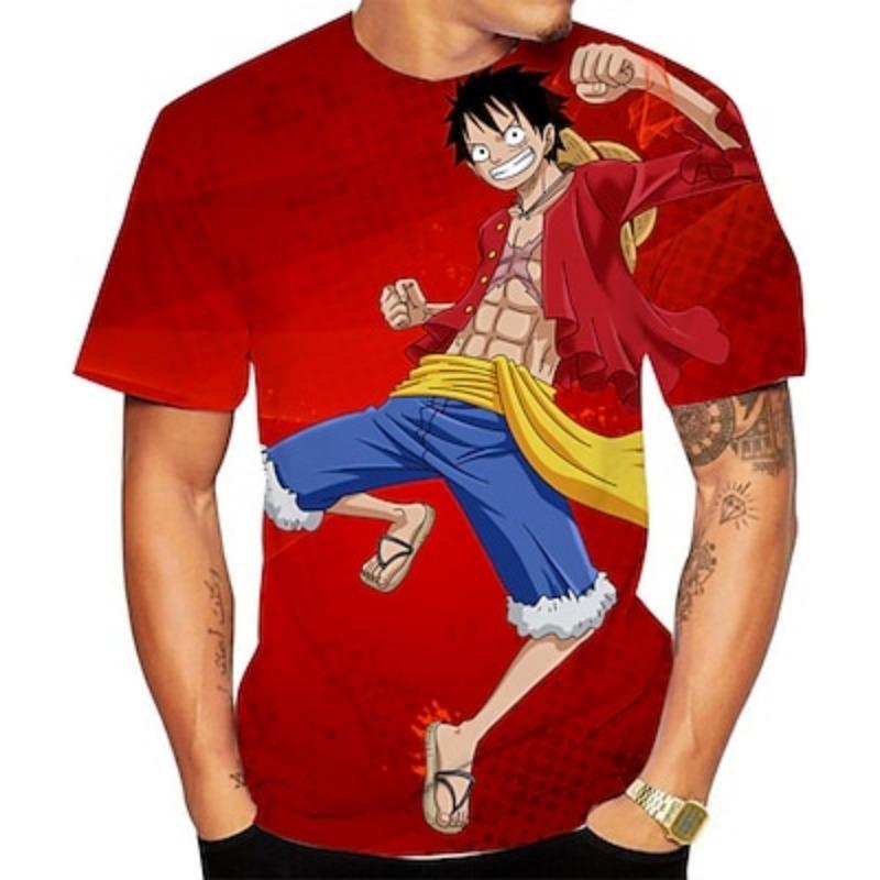 ETST 07 Eendelige aap D. Luffy T-shirt Anime Cartoon Anime 3D 3D Harajuku Grafisch Voor Koppels Mannen Vrouwen Volwassenen Terug Naar School 3D Print M