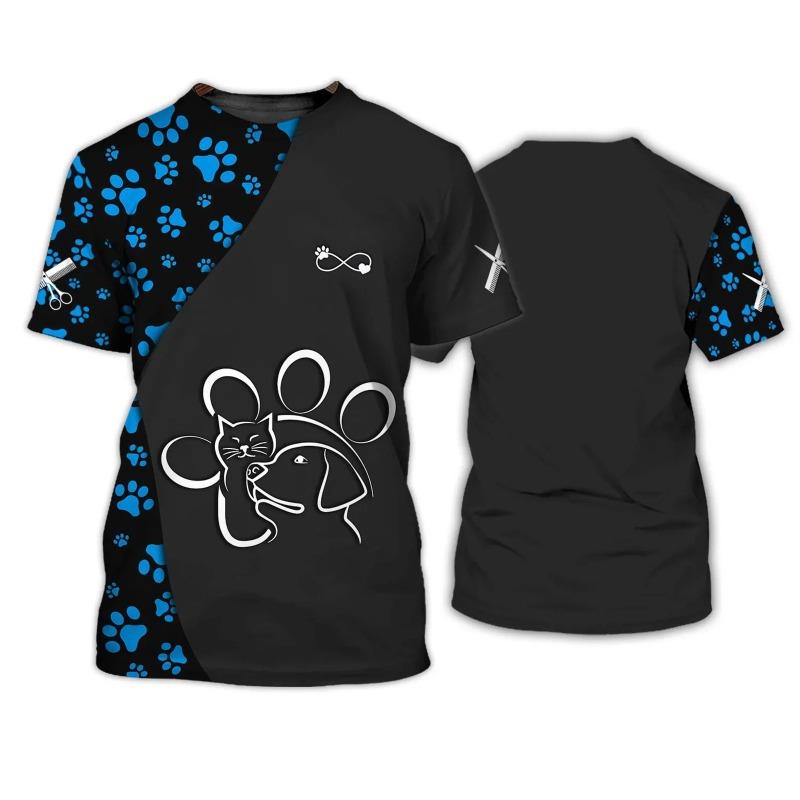 WowClassic Zomermode Kleur 3D Geprint Casual Losse Ronde Hals Korte Mouwen T-shirts Heren XL