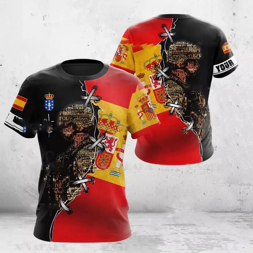 Xin nan zhuang Zomer Spanje T-shirt Heren T-shirt Veteranos Espanoles Espana Land Vlag 3D Geprint T-shirt Bandera Espanola T-shirt Camiseta XL