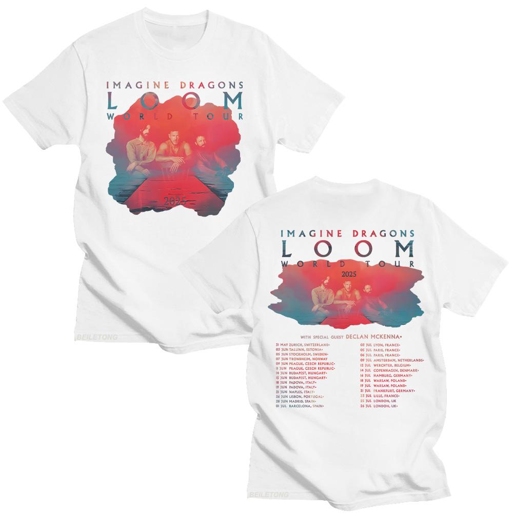 Trendy discount Imagine Dragons Band Loom Tour 2025 Nieuwe T-shirts Heren Dames Mode Hip Hop Retro T-shirt Katoen Korte Mouw Tees Esthetische Tops M zand