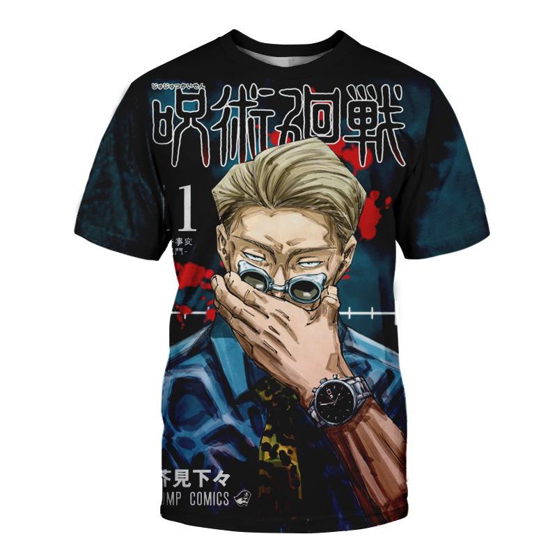 Plus Size FUGUIS New Charm Battle Jujutsu Kaisen 3D Casual Men's Short Sleeved T-shirt for Japanese Anime 6XL