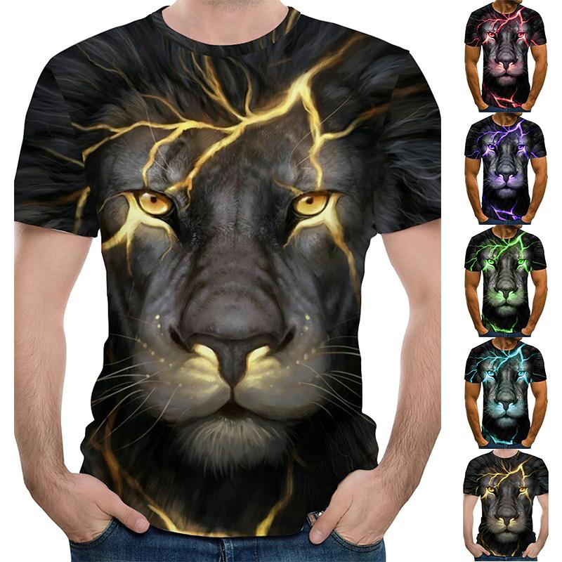 Happy Show Nieuw Zomer Heren Mode T-shirt Persoonlijkheid Kleurrijke Leeuwen Bedrukt Heren T-shirt Top L groen