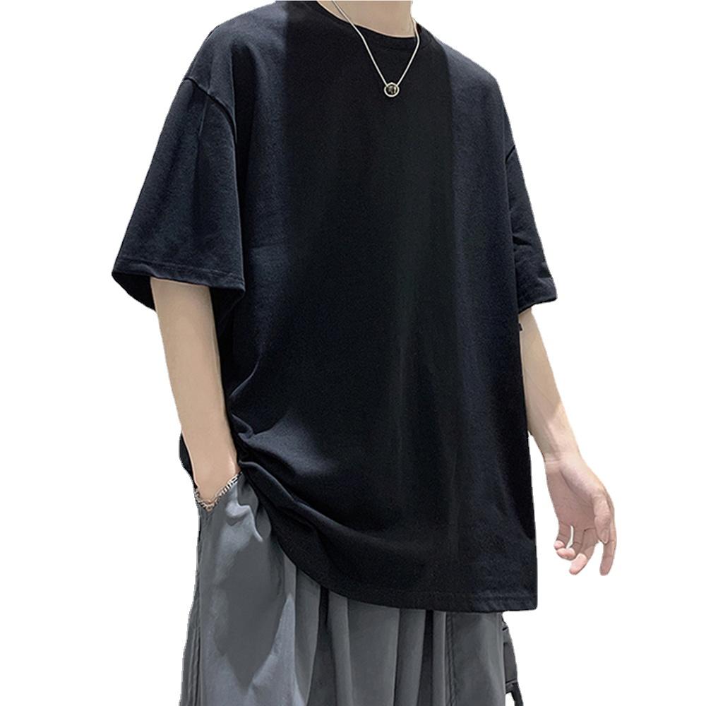 FEGKZLI Fashion 100% Katoen Korte Mouw Heren Dames Zomer T-shirt Losse Korte Mouw Casual Basic Shirt O Hals Effen Kleur Oversize XXL zwart