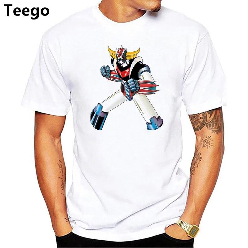 YSM Cotton Tshirt mannen Anime Grendizer Print Grappig T-shirt mannen Zomer Korte Mouw Tops Tees mannen Coole Kleding XXL wit