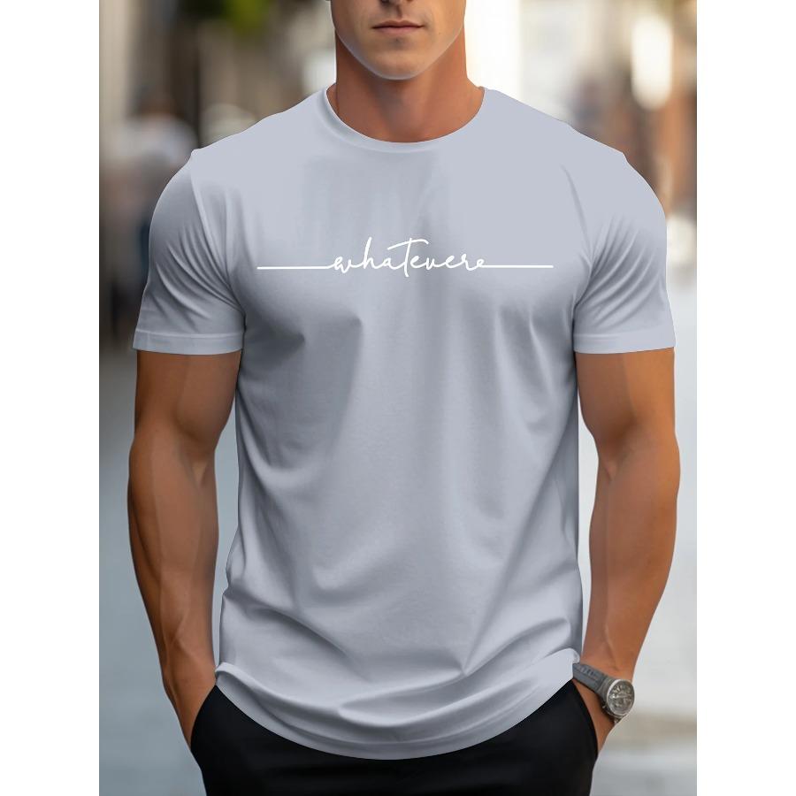 WowClassic Heren zomer casual losse maat 100% katoen letterprint ronde hals korte mouwen T-shirt top XL