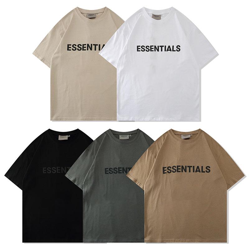 Essentials T-shirt voor heren geperste lijmletters losse ronde hals high street fashion heren en dames korte mouwen t-shirts L zwart