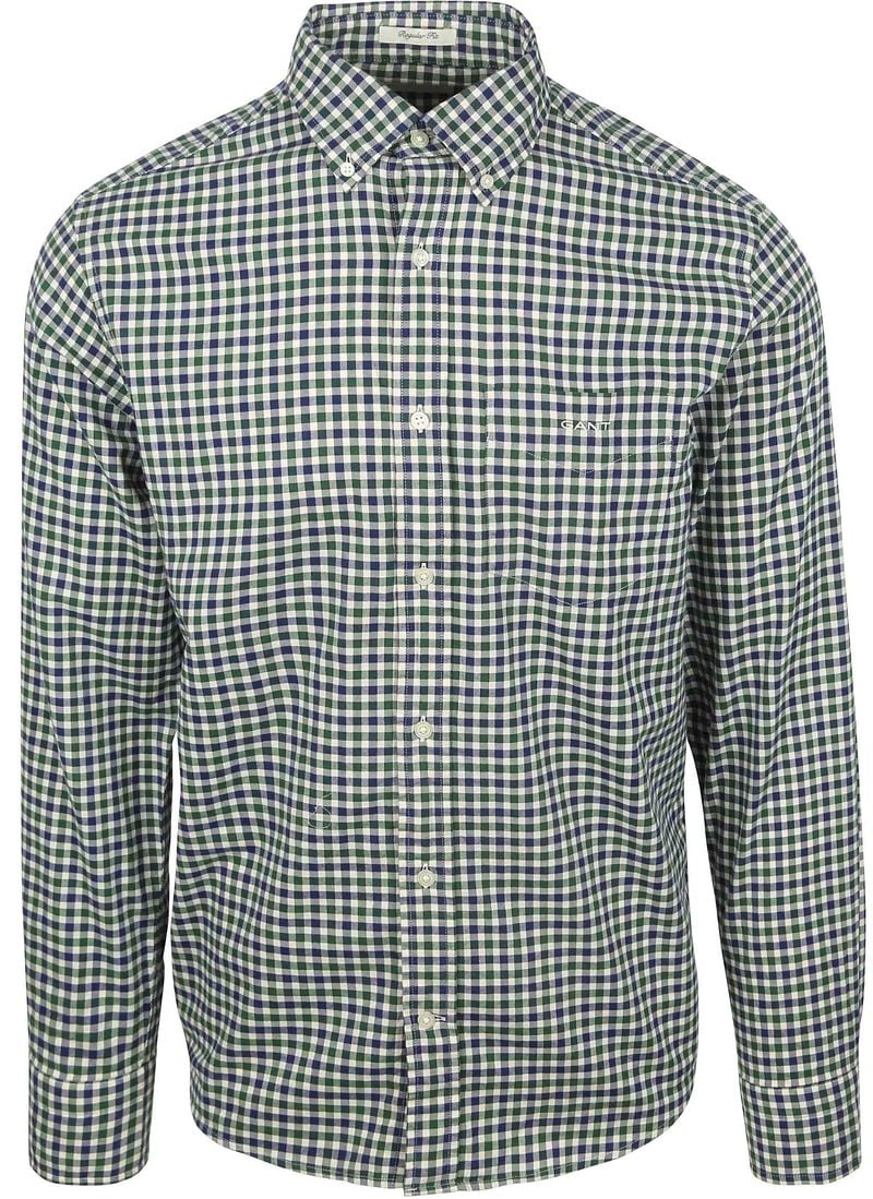 Gant Casual Overhemd Twill Ruit Groen