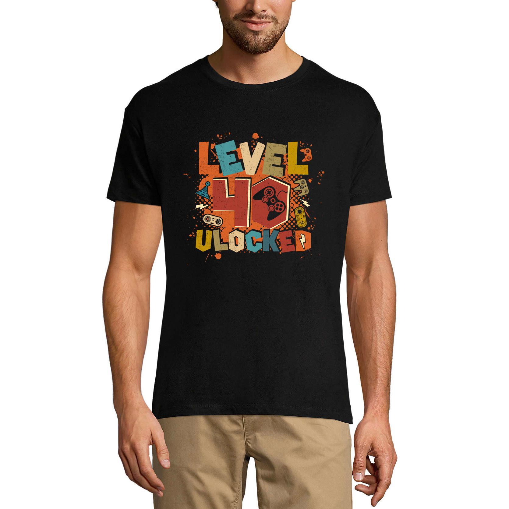 Ultrabasic Gaming T-shirt voor heren Level 40 ontgrendeld - Gaming Gamer 40e verjaardag T-shirt XS zilver zandkleur
