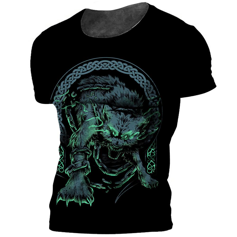 ETST WENDY 005 Vintage Heren T-shirt Viking Harajuku Print Oversized T-shirt Voor Heren Nieuwe O-hals Korte Mouw Tops Tees Street-Casual Kleding 3XL