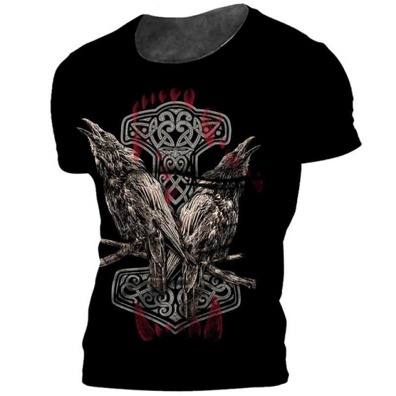 ETST WENDY 005 Vintage Heren T-shirt Viking Harajuku Print Oversized T-shirt Voor Heren Nieuwe O-hals Korte Mouw Tops Tees Street-Casual Kleding 2XL
