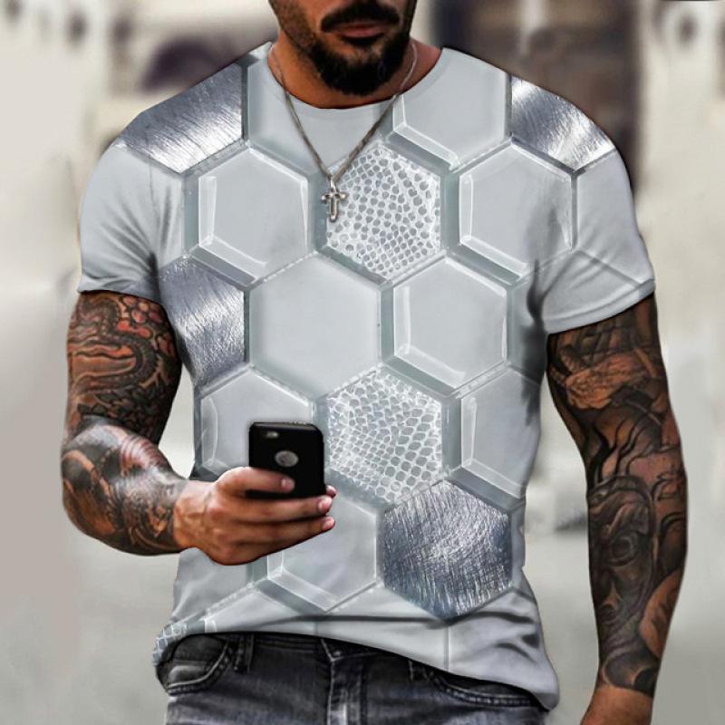 Xuhaijian02 Eenvoudig heren T-shirt geometrisch patroon 3d bedrukt heren top alledaagse casual kleding los oversized shirt retro sweatshirt 3XL