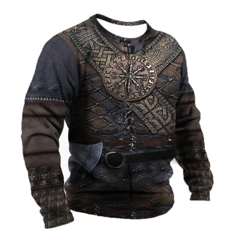 ETST WENDY 005 Vintage voor Mannelijke T-shirt Blouse Vleugels Harajuku Viking Print Lange Mouw Tops Katoen Mannen T-shirt Straat Losse Tee casual Kleding 3XL