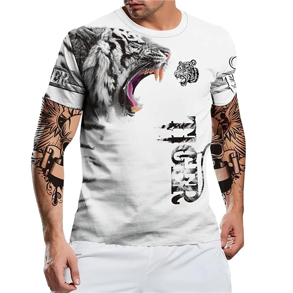 ETST WENDY 005 Heren T-shirt Zomer Kat Tijger Panter Print Hoge Kwaliteit Heren Top Alledaagse Casual Kleding Mode Retro Korte Mouw t-shirt 6XL