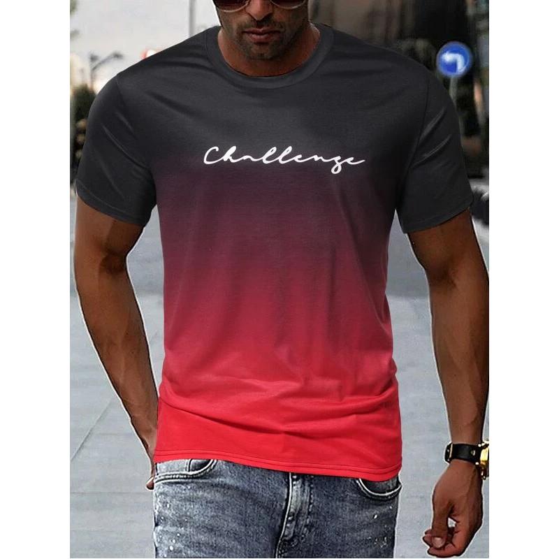 Transmission of love Vintage Heren T-shirt 3D Gradiënt Print Korte Mouw Tops Zomer Casual Straat T-shirt Oversized T-shirt Heren Kleding L