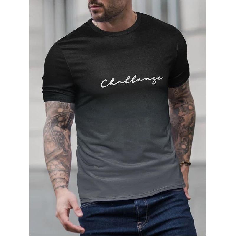 Transmission of love Vintage Heren T-shirt 3D Gradiënt Print Korte Mouw Tops Zomer Casual Straat T-shirt Oversized T-shirt Heren Kleding L