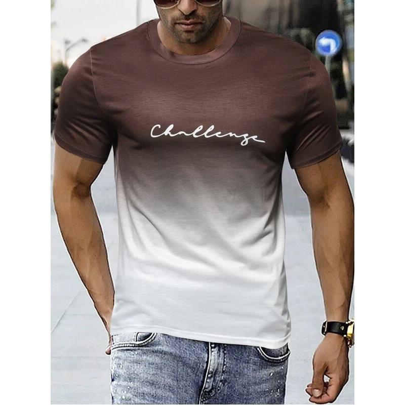 Transmission of love Vintage Heren T-shirt 3D Gradiënt Print Korte Mouw Tops Zomer Casual Straat T-shirt Oversized T-shirt Heren Kleding M