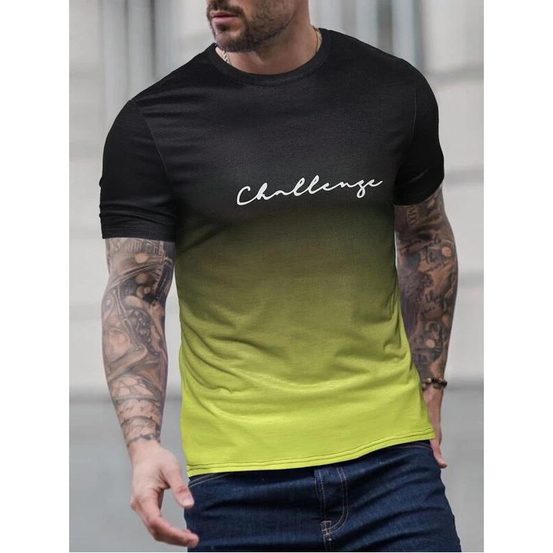 Transmission of love Vintage Heren T-shirt 3D Gradiënt Print Korte Mouw Tops Zomer Casual Straat T-shirt Oversized T-shirt Heren Kleding L