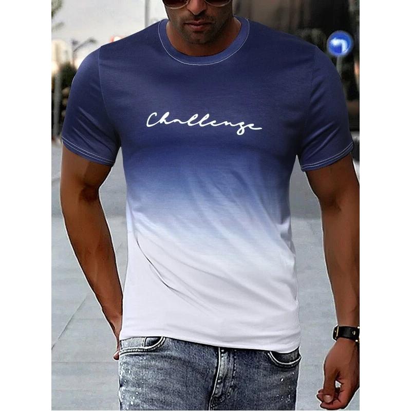 Transmission of love Vintage Heren T-shirt 3D Gradiënt Print Korte Mouw Tops Zomer Casual Straat T-shirt Oversized T-shirt Heren Kleding XL