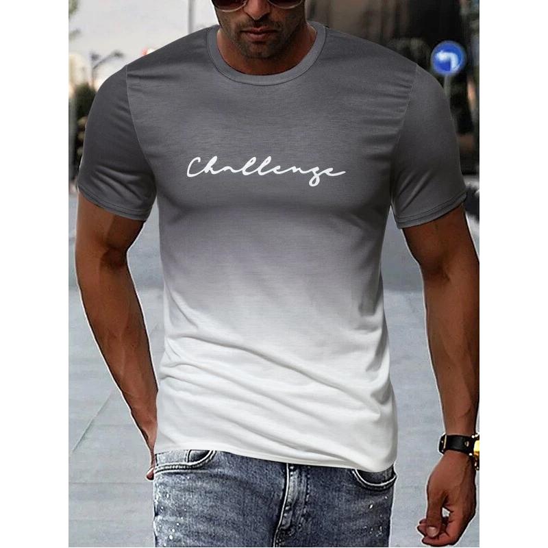 Transmission of love Vintage Heren T-shirt 3D Gradiënt Print Korte Mouw Tops Zomer Casual Straat T-shirt Oversized T-shirt Heren Kleding XL