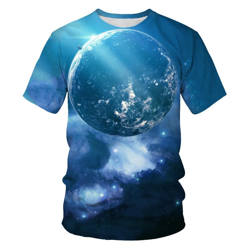 Xin nan zhuang Zomer Briljante Sterrenhemel grafische t-shirts Voor Mannen Mode Universum Planeet Patroon T-shirt Persoonlijkheid Hip Hop Print t-shirts 6XL