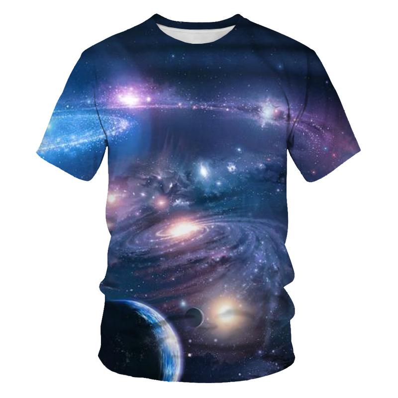 Xin nan zhuang Zomer Briljante Sterrenhemel grafische t-shirts Voor Mannen Mode Universum Planeet Patroon T-shirt Persoonlijkheid Hip Hop Print t-shirts XL