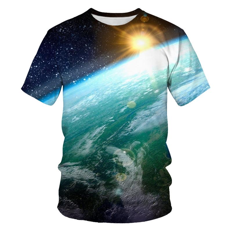 Xin nan zhuang Zomer Briljante Sterrenhemel grafische t-shirts Voor Mannen Mode Universum Planeet Patroon T-shirt Persoonlijkheid Hip Hop Print t-shirts XXL